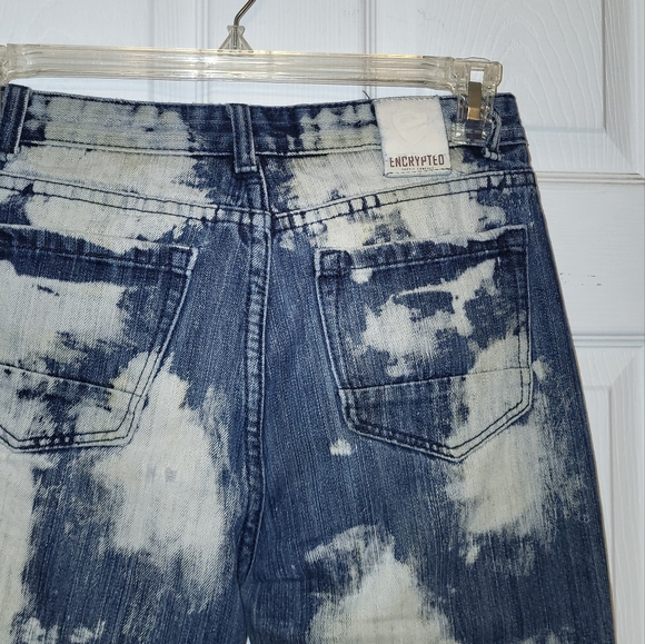 Encrypted Distressed Grungy Blue Jeans for Boys Size 16 Y2k - Picture 3 of 5